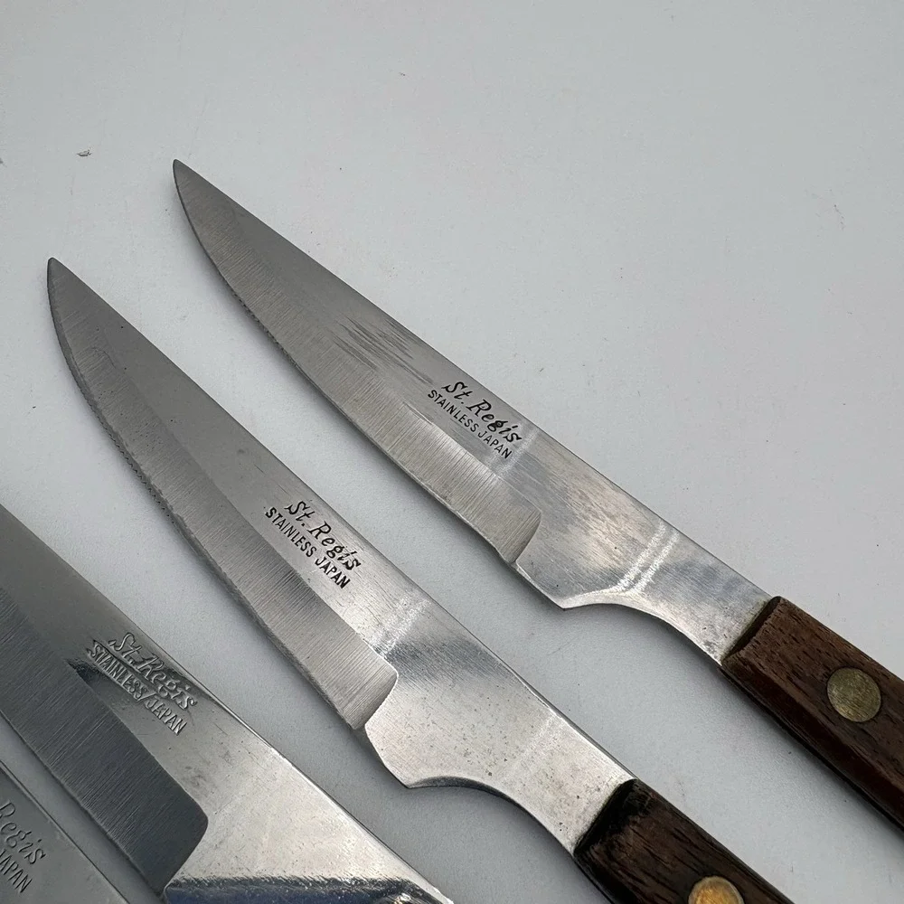 6 St. Regis Stainless‎ Steel Steak Knives Japan Retro MCM Design